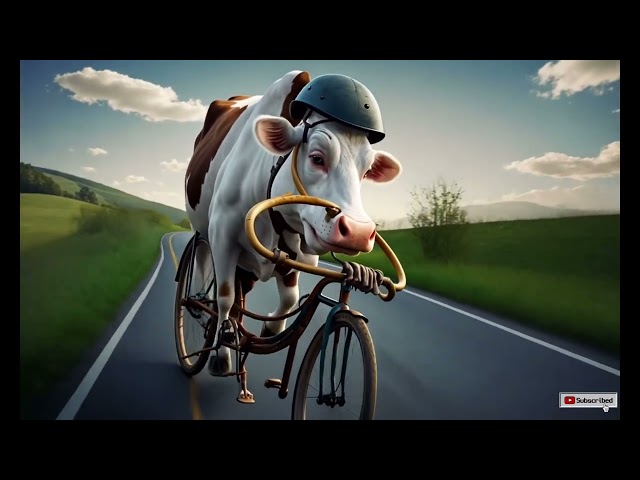 Cow riding bicycle