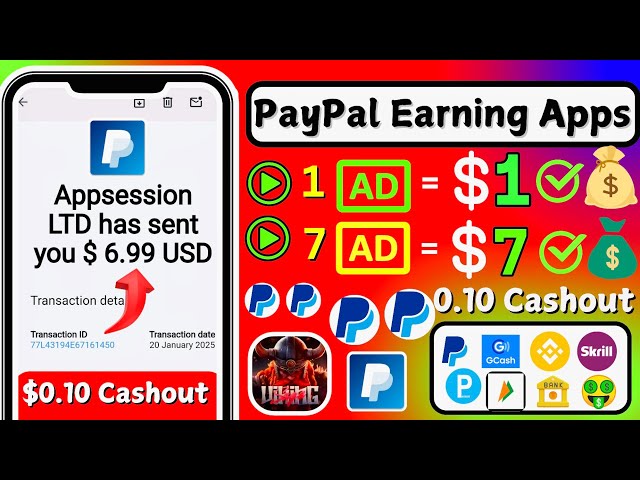 Minimum Withdraw $0.3 Only 🤑| New PayPal Cash Earning App 2025 | Earn PayPal Money Upto $169 Daily 🔥