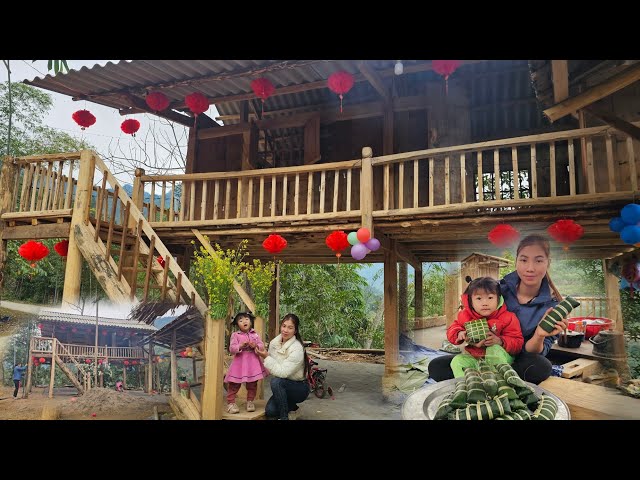 full video 45 day build Two-story wooden house built by single mother