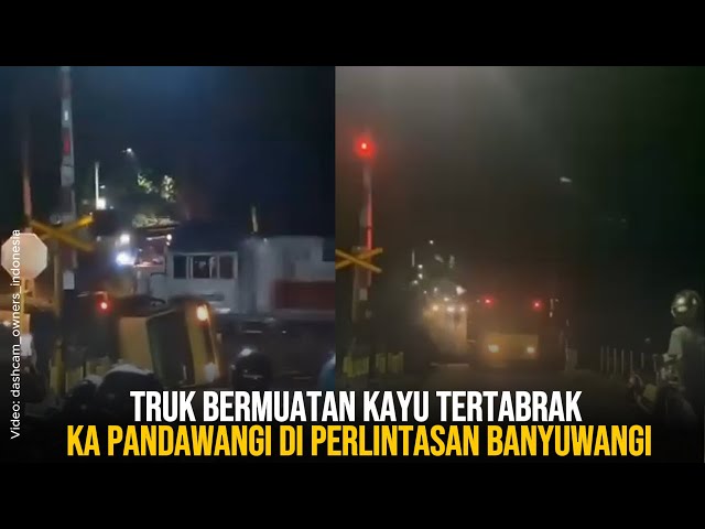 Truk Bermuatan Kayu Tertabrak KA Pandawangi di Perlintasan Banyuwangi