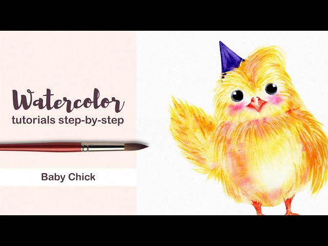 WATERCOLOR cute baby chick | Step by Step Painting Tutorial