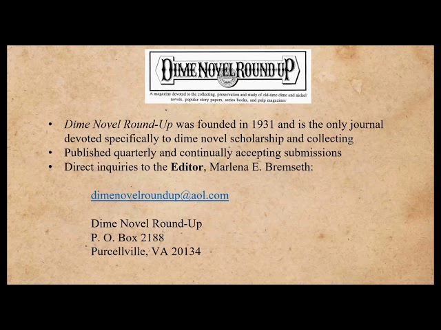 Papers for the People: A Dime Novel Symposium, November 5th, 2020