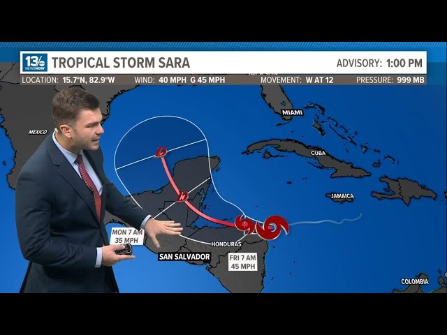 Tropical Strom Sara forms in Caribbean Sea