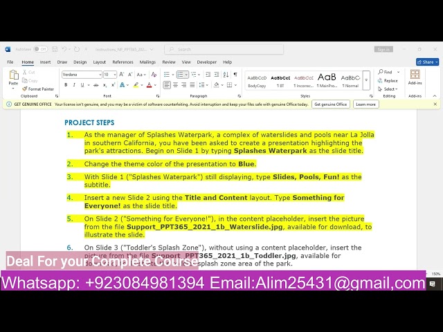 New Perspectives PowerPoint 365/2021 | Module 1: SAM Project 1b Splashes Waterpark | NP_PPT365_2021