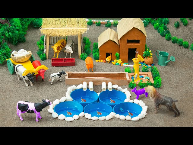 DIY Farm Diorama village house, mini farm with water pump | Cow Shed | Village Farm