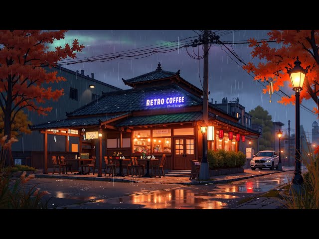 Japan Coffee Ambience ~ Lofi Chill Cafe and Rain Sounds in old Tokyo Street ~ Rainy Lofi Vibes