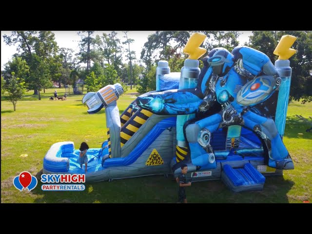 360° Video Blue Robot Bounce House | Move the Camera in 360° View