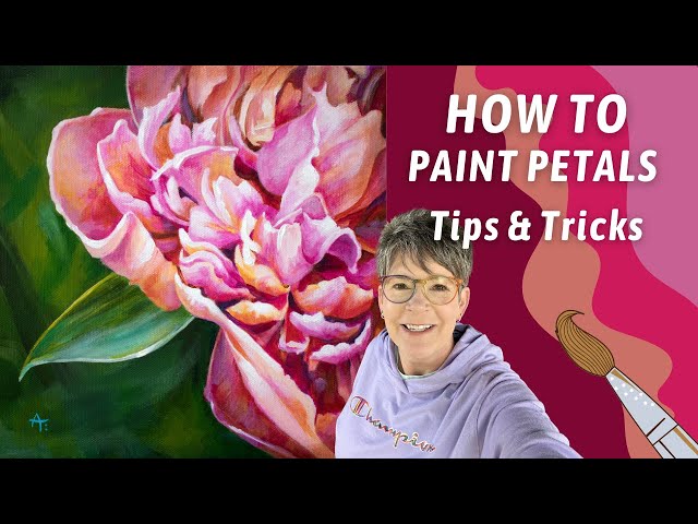 Painting a DETAILED Peony! How to Paint Flower Petals! Using "my" primary colors. By: Annie Troe