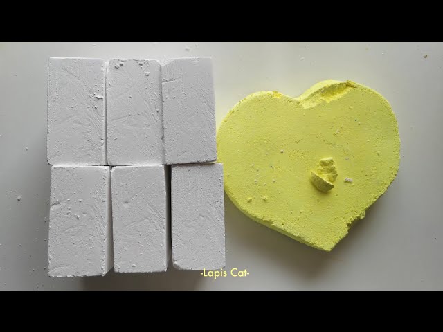 6 Blocks of Soft Fluffy PJ Gym Chalk+Neon Yellow Heart Reform🐣so cute#asmr #gymchalk