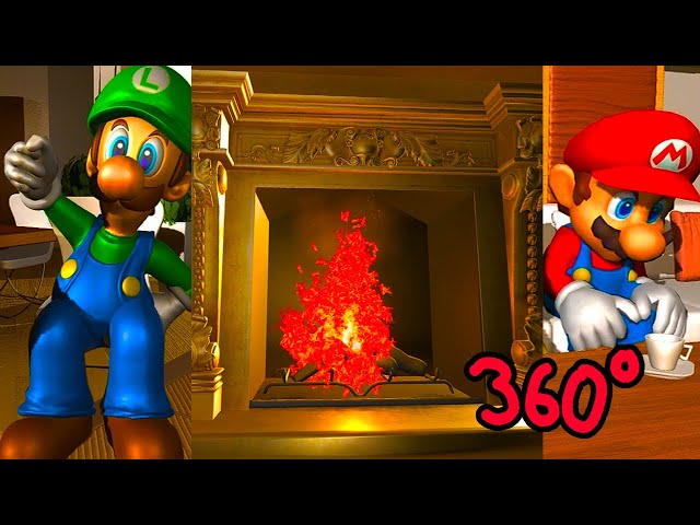 VR 360° Super Mario Relaxing Fireplace