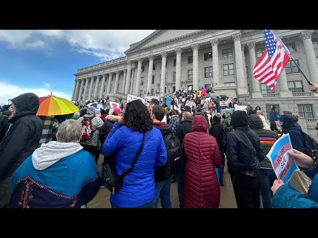 Hundreds protest Trump actions outside Utah State Capitol