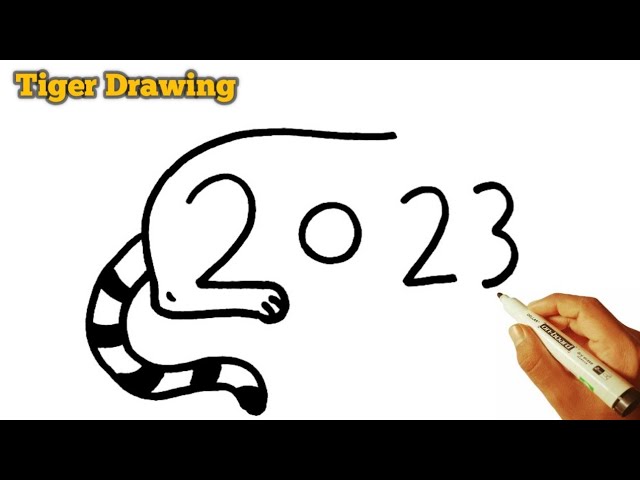 Tiger 🐅 drawing | how to draw Tiger 🐯 from number 2023 | number drawing