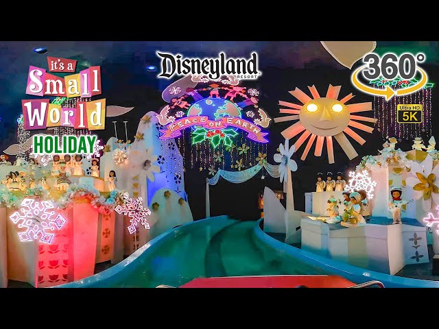 VR 360 5K It's a Small World Holiday Overlay On Ride POV Disneyland 2022 12 13