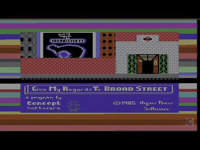 Give My Regards To Broad St on the C64: tape-loader & gameplay.