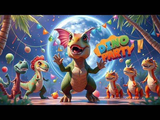 "Dino Dance Party 🦖🎉 | Fun 3D Animated Dinosaur Disco for Kids | Neon Dance Adventure"