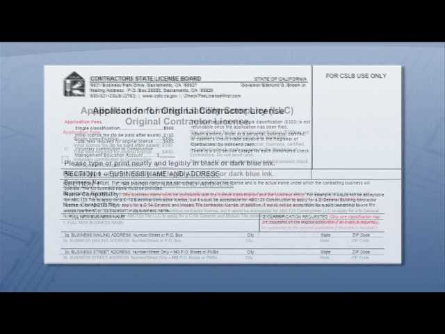 Completing a Contractors License Application 1