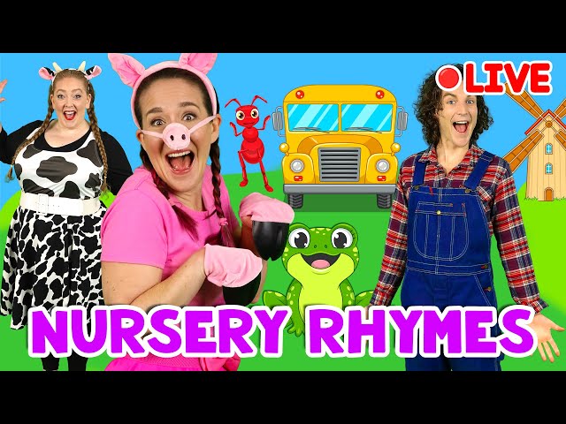 🔴 Nursery Rhymes - Old MacDonald, Wheels on the Bus, Five Speckled Frogs - 24/7 Livestream