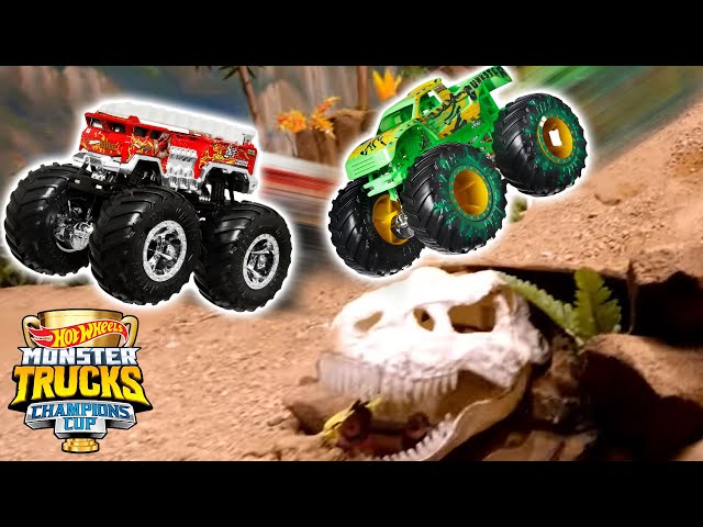 Hot Wheels Monster Trucks Go Downhill Racing! 🚗 🔥 - Monster Truck Videos for Kids