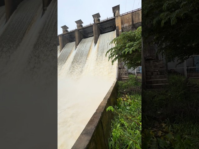 Dangerous Waterfalling from Hidkal dam ##waterfall #dam #rain #nature #shorts #trending