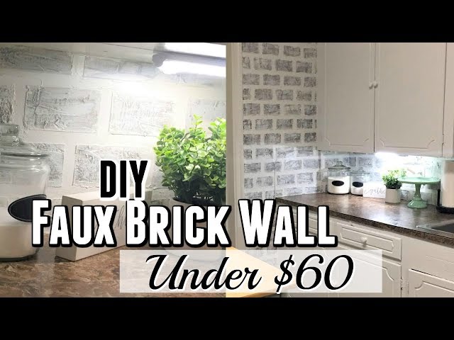 SMALL KITCHEN RE-DO // FAUX BRICK WALL // UNDER $60 // VLOG