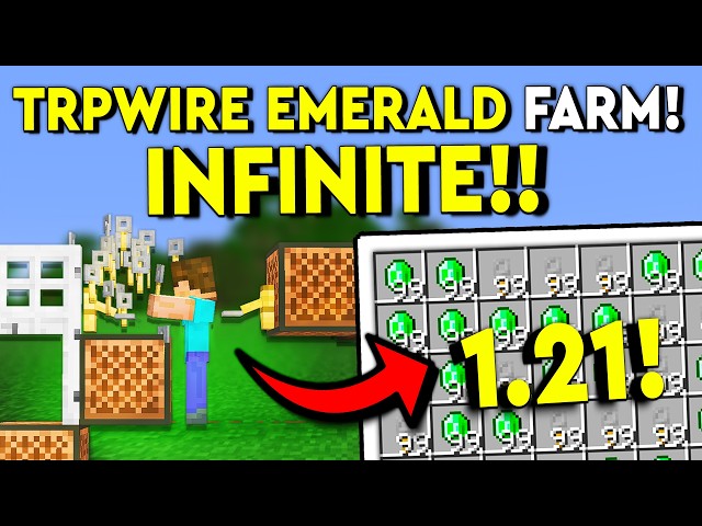 BEST 1.21+ INFINITE TRIPWIRE EMERALD FARM Minecraft Tutorial!