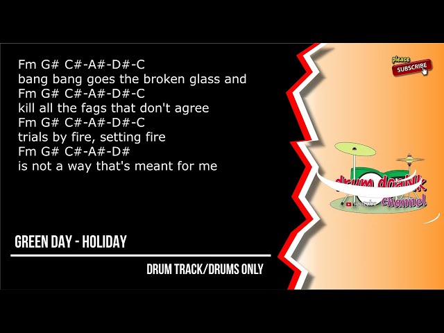 Green Day - Holiday (drums only) [guitar chords & lyric]