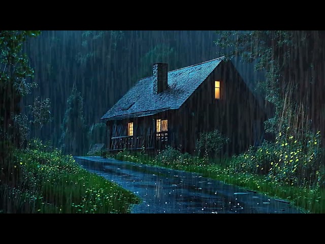 Rain and thunder sounds for deep sleep - Relaxing rain in misty forest