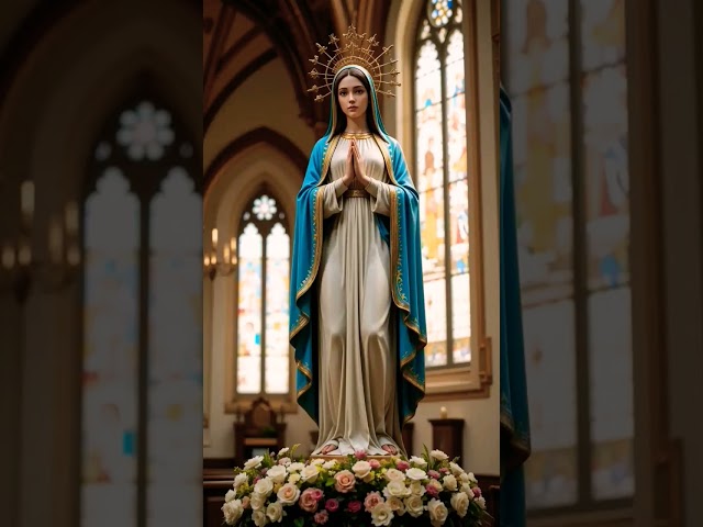 Some very beautiful new 2025 statues of Mother Mary inside and outside the church. #avemaria