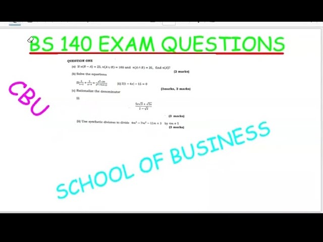 BS 140 test one question 1.