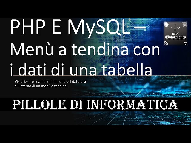 PHP e MySQL  (XAMPP) - Lez 3 - Creare un menù a tendina con i dati di una tabella del db.