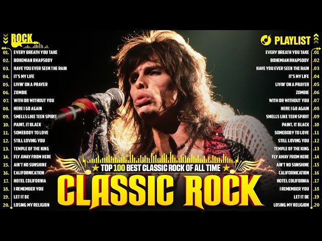 Classic Rock Songs 70s 80s 90s - Aerosmith, ACDC, Queen, Bon Jovi, Scorpions, Nirvana, Guns N Rose