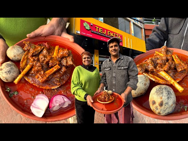 भरतपुर की दबंग लेडी का जोरदार मटन साथ जगरे की बाटी और देसी खाने का महत्व INDIA FOOD TOUR | TEJ PATTA