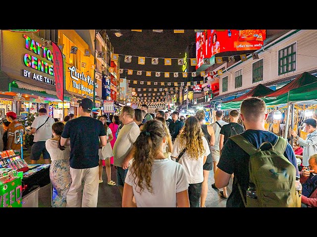 🇹🇭 Bangkok Night Madness : Khaosan Road & Hidden Vibes of Rambuttri Alley Thailand 4K HDR