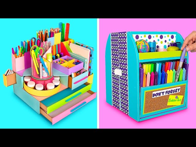 How To Make Amazing Desk Organizers✏️📚 | School Crafts🌸By Imagine PlyWorld