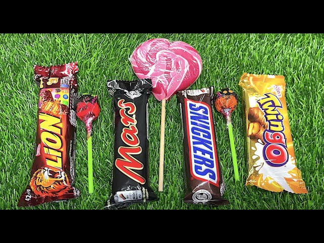 ASMR Most Popular Candys Snikes /some lots of colorful rainbow lollipop candy / unpacking chocolate