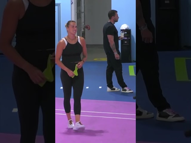 Aryna causing mischief during warm-up 😅👀 #AusOpen #Shorts