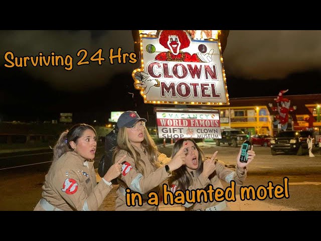 Surviving 24 hours at a HAUNTED Clown Motel 👻🤡 #challenges #clown #coulrophobia #haunted #motel