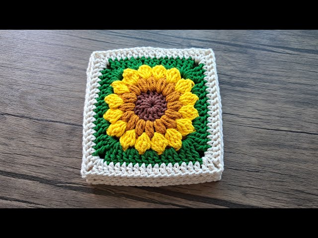 How to Crochet Sunflower Granny Square | Crochet Tutorial Step by Step