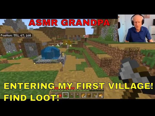 EASY Minecraft: Enter MY FIRST VILLAGE! - Open Up LOOT CHEST! (ASMR grandpa)