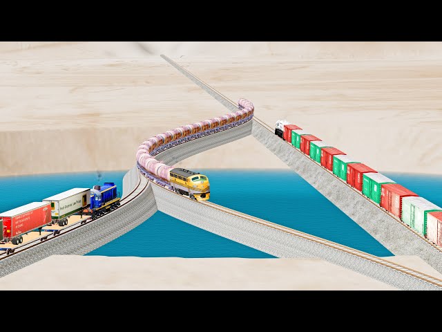 Multiple Rail Crossing Tracks vs Trains - Beamng Drive