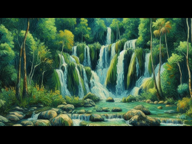 10 HOURS Waterfall Vintage Paintings Art For Your TV. Vintage Forest Paintings 4K