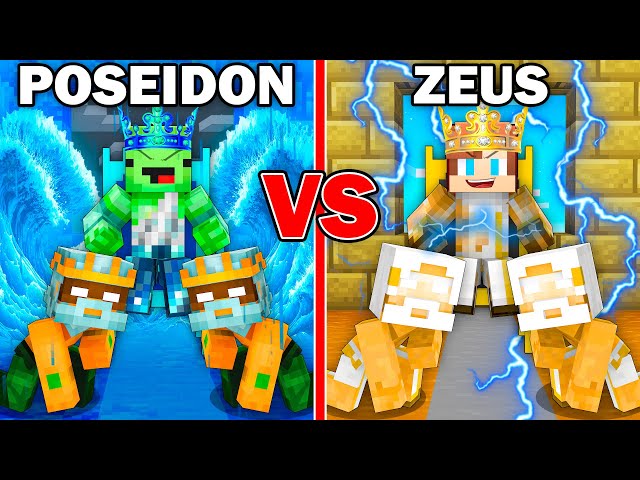 Mikey POSEIDON vs JJ ZEUS King Survival Battle in Minecraft - Maizen