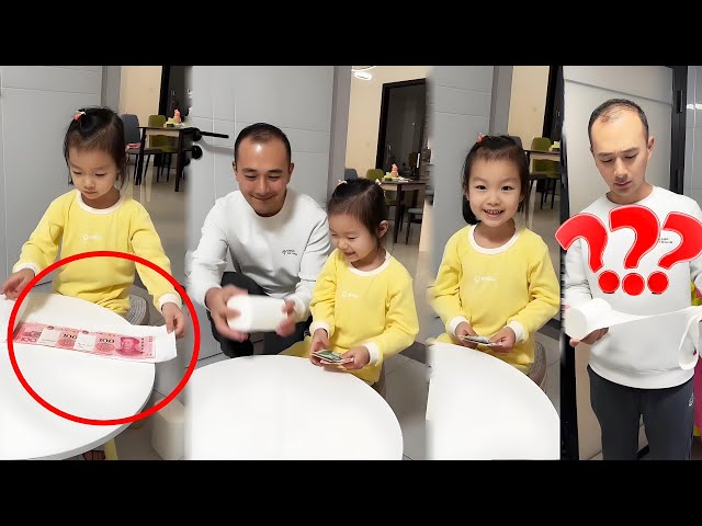 My Daughter Hid The Money In The Toilet Paper And Managed To Fool Her Dad#cutebaby#funnyvideos#smile