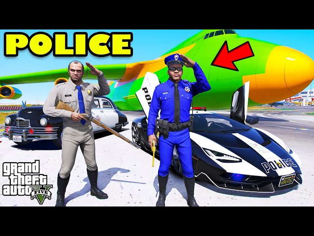 Franklin And Trevor Join Police Force To Raid Airplane In GTA 5 | SHINCHAN and CHOP