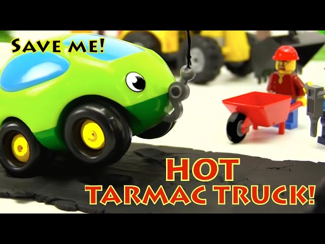 HOT TARMAC TRUCK! - Road roller toys for Kids - Lego toy cars collection for children