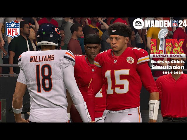 Madden 24 Super Bowl 59 Bears vs Chiefs Simulation 2024- 2025 (Madden 25 Roster) Full Game Play