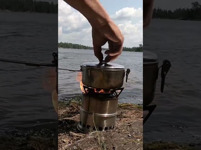 Compact Wood Stove on an Island Cookout