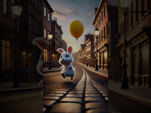 Adorable Rabbit playing with balloons reminds her of her family丨CAT丨CUTECAT丨AI丨AICAT丨PUPPY