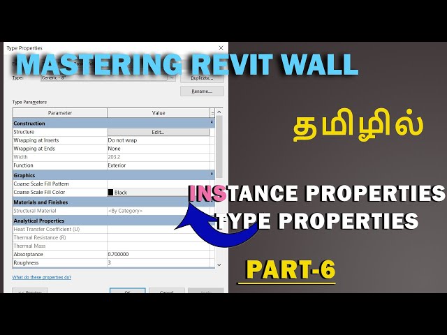 Tamil Revit: Basic Wall Tutorial தமிழ் Part 6 | Mastering Revit Wall Type Properties