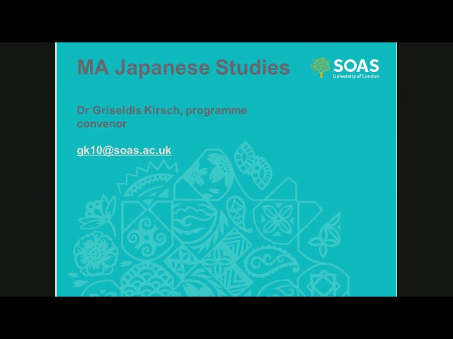 MA Japanese Studies Webinar SOAS University of London